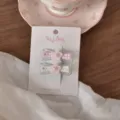 Deliziosi fermagli per capelli con fiocco floreale e perle, pinze laterali in resina trasparente. - Piccolo Fiore Con Fiocco Rosa