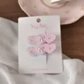 Deliziose mollette per capelli a cuore rosa a quadri con fiocchi e strass per frange. - Cuore A Tripla Toppa A Quadri Rosa