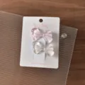 Cute resin bow hair clips with floral plaid pattern, sweet duckbill hair accessory for daily. - 2 Large Bows / 2 Pieces/Pack / Pink Series