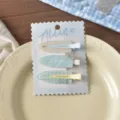 Conjunto de bonitas pinzas para el cabello azules flores cuadros accesorios de moda - Juego de 3 / 5# Pinza Sin Marcas Floral