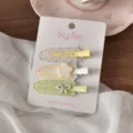 ALLINE stile primaverile quadri fiore fiocco fermaglio capelli set simpatici accessori per styling - Piccola Clip Senza Cuciture Con Fiori Giallo Verdi