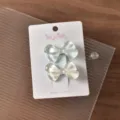 Cute bow hair clips set, translucent dual-color duckbill hairpins for sweet daily styling. - 2 Large Bows / 2 Pieces/Pack / Blue Series