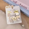 Detailed shot of cute puppy acrylic hair clip set, sweet style side duckbill clip accessories. - Style 12 Yellow Cross Heart