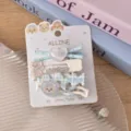 Alline cute puppy hair clip set, acrylic cartoon duckbill side bangs hair accessories. - Style 11 Blue Cross Heart