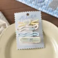 Bonito juego de pinzas para el pelo azules y amarillas, horquillas con lazo a cuadros para niñas. - Juego de 4 / 9# Cruz Amarilla Corazón Floral