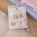 Cute puppy hair clips set, ALLINE acrylic cartoon sweet side hair pins for girls and women. - Style 7 Pink Hollow Bone Puppy