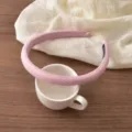 Korean style pink striped headband, narrow sponge hair hoop for women everyday versatile hair accessory. - Light Pink
