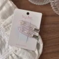 Schicke rosa Blumen Haarklammern mit Perlen Herz und Stern Design, süßes Acryl Haaraccessoire. - Rosa Künstliche Perle Nahtlose Haarklammer (32#) / 2 Stück/Set / Rosa