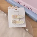 alline mignon chiot en acrylique pinces à cheveux dessin animé style doux frange pince bec - Style 6 Strass Ovale Jaune / Lot de 2