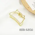 Dettaglio fermaglio per capelli gatto in metallo dorato, accessorio elegante per donne. - Testa di Gatto Oro