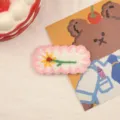 Knitted flower hair clip sweet cute wool candy color cute hairpin for women and girls daily wear - Pink Sunflower