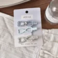 Set μπλε τσιμπιδάκια μαλλιών, χαριτωμένο γλυκό στυλ για γυναίκες και κορίτσια καθημερινά. - Καρό Κλιπ Πάπιας 3 Φιόγκοι / 3 Τεμάχια/Συσκευασία