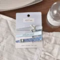 Alline blue hair clip set sweet style hairpin side fringe BB clip cute hair accessories - Blue Rhombus Silver Button Long Clip