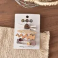Set di graziosi fermagli per capelli stile nomade autunnale con bottoni e motivi scozzesi. - Fermaglio per Capelli a Bottone Triangolare Croce Bianca (FJ911)