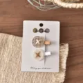 Set fermagli per capelli con bottoni autunnali, forcine becco d'anatra stile ragazza, accessori chic. - Fermaglio per Capelli a Doppio Bottone Rotondo Grande a Quadri Marroni (FJ911)