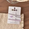 Set di mollette per capelli in tessuto carino con decorazione a bottone, stile. - Fermaglio a Becco d'Anatra Piatto e Lunga Serie Viola (FJ911)