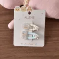 Cute puppy acrylic hair clips with bow detail, sweet cartoon duckbill clip for side hair styling. - Style 24 Blue Oval Duckling Clip