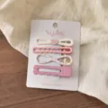 Süßes Blumen Haarklammer Set, rosa Dopamin Haarnadeln für Damen und Mädchen Friseurstyling. - Rosa Figur-8 Fein Karostil / 4er-Set
