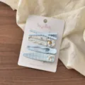 Niedliche blaue Blumen Haarklammern Set, süße Stil Haarspangen für Damen und Mädchen im Alltag. - Blauer Kreuzkarostil / 4er-Set