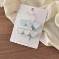 Süßes blaues Herz-Haarspangen-Set mit süßen Blumenmustern und modischen Dopamin-Accessoires. - Bedruckter 3-Herzen-Stil (11#) / 2 Stück/Set / Blau