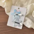 Nahaufnahme von süßen floralen Stern-Haarspangen aus Harz und Metall, süßes Ästhetik-Accessoire. - Blau Großer Stern Nahtloser Clip (29#) / 2 Stück/Set / Blau