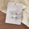 Süße Frühlings-Herz-Haarspangen mit Schleifen, Blumen- und Karomustern für den Alltag. - Bedruckter 3-Herzen-Stil (13#) / 2 Stück/Set / Lila
