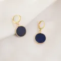Elegant gold-plated 925 silver round lapis lazuli leverback earrings for women daily wear. - Lapis Lazuli (5)