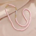 Pink heishi clay bead necklace detail featuring gold accents and cute LOVE letter beads. - Multifunctional Chain / Color 3
