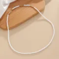 Chic white heishi polymer clay bead necklace with gold spacers and love letter charms. - Multifunctional Chain / Color 4