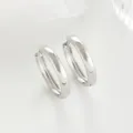 Chic silver hoop earrings detailed view, minimalist French style metal jewelry for women. - Thin Band Style / Silver