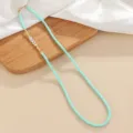 Turquoise heishi disk bead necklace with LOVE letter charms, detailed product view. - Multifunctional Chain / Color 5