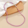 Purple polymer clay bead necklace with LOVE letter beads, versatile multiuse chain detail. - Multifunctional Chain / Color 8