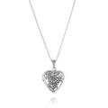 Collar con medallón de corazon plateado vintage con colgante floral para mujer elegante. - Estilo Corazón (NE0279) / Corazón Plata