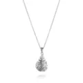 Collar con colgante de medallón de lágrima vintage para mujer, cadena plateada floral. - Gota de Agua Plata
