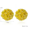 Boucles d'oreilles boules de perles en cristal jaune bijoux tendance pour femmes. - Couleur 3 (EA0926)
