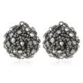 Vue detaillee de boucles d'oreilles boules en perles de cristal gris metallise. - Couleur 7 (EA0926)