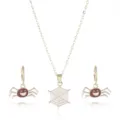 Halloween spider necklace earrings set alloy dripping oil jewelry gift for party wear - White