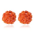 Boucles d'oreilles boules de cristal perlées orange, design géométrique fait main. - Couleur 5 (EA0926)