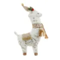 Kerst pluche lama figuur vakantie decoratie met gebreide sjaal en gouden stippen - 35cm / Goud