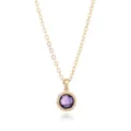 Collana con catena placcata in oro e dettaglio pendente in zirconia cubica viola. - Oro Febbraio