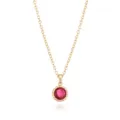 Detailed view of the gold-plated birthstone necklace featuring a radiant red zircon pendant. - Gold October