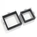 Detailed view of black square floating jewelry display frames, showing size and film structure. - Suspension Box Small / Black