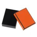 Luxury orange jewelry gift box with black rim velvet interior for rings and earrings - Top and Bottom Box / Orange Black