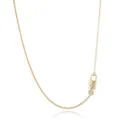 Close up detail of gold plated necklace with H letter zircon padlock pendant and key charm. - Gold H