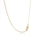 Gold-plated chain necklace featuring a lock and key pendant with sparkling cubic zirconia V. - Gold V