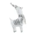 Schattige witte pluche alpaka figuur met zilveren muts en sjaal voor feestelijke decoratie. - 35cm / Zilverwit