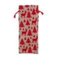 Weihnachtsflaschenhülle Jute roter Hirsch Baum festliche Heimdeko Feiertagsgeschenk Tasche - Rentier und Baum Muster