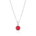 Elegant silver chain necklace featuring a stunning red birthstone pendant with chic edge. - Silver July