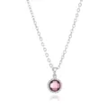 Silver-tone chain necklace featuring a purple birthstone pendant with a twisted rope border. - Silver June