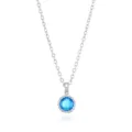 Detailed view of the elegant silver-tone blue cubic zirconia pendant necklace for women. - Silver March